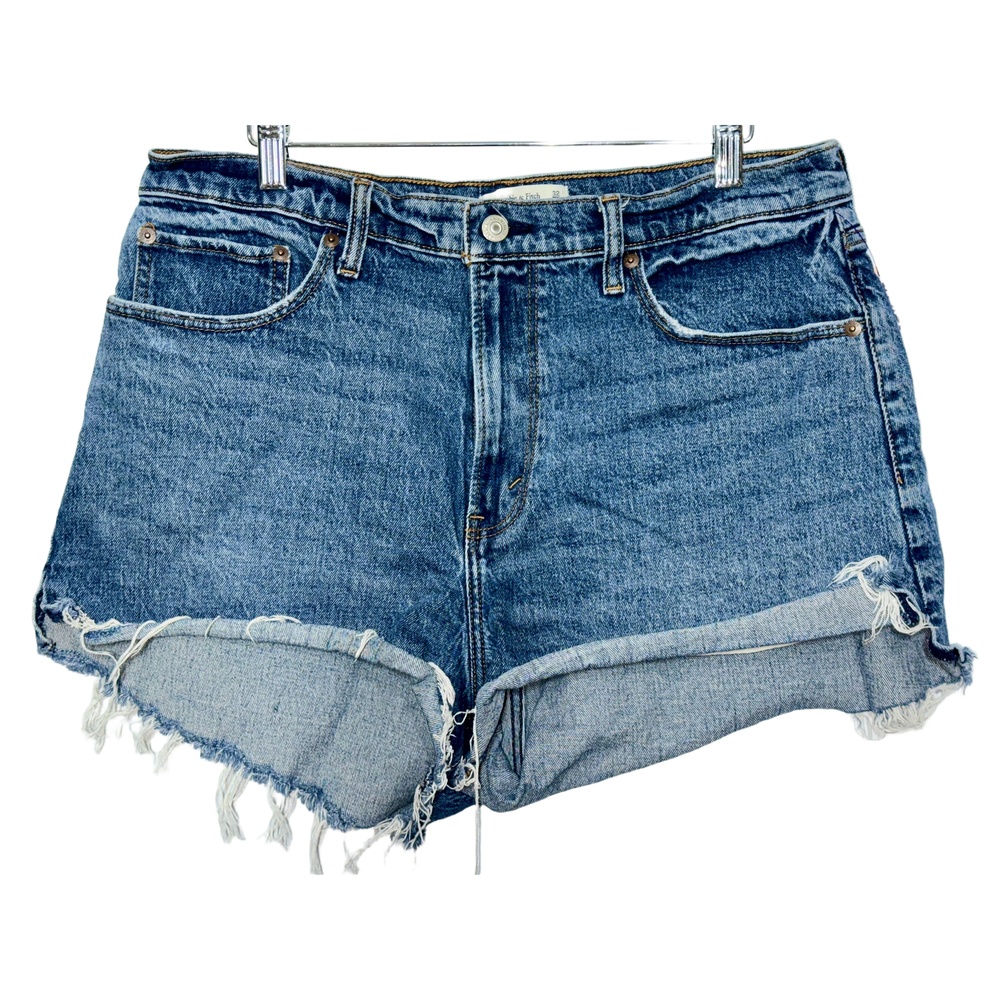 NEW Abercrombie & Fitch Curve Love Mom Short High Rise Blue Jean Shorts Sz 14 32